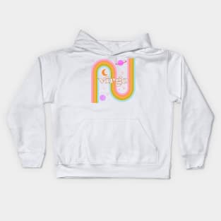 virgo 70s Rainbow with planets Kids Hoodie